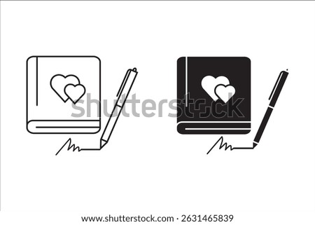 diary icon set, book love for your website design, logo, app, UI Vector design. on white background.


