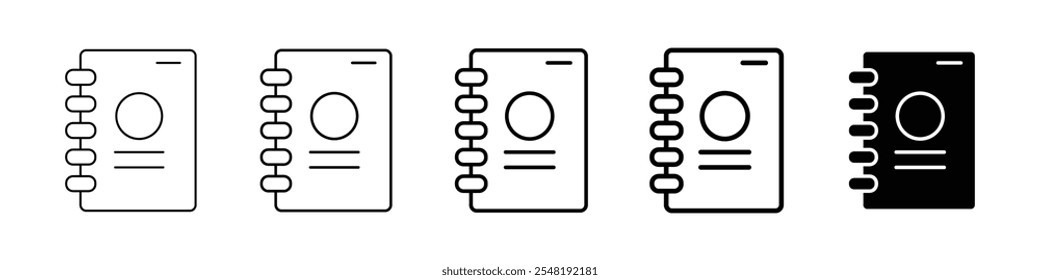 diary icon Simple thin line logo set