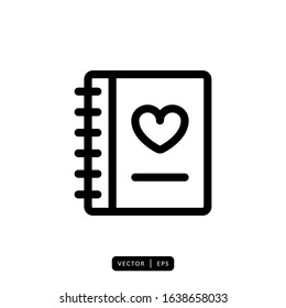 Diary Icon Vector - Sign or Symbol for Valentine