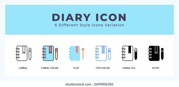 Diary icon for websites and apps. vector illustration
