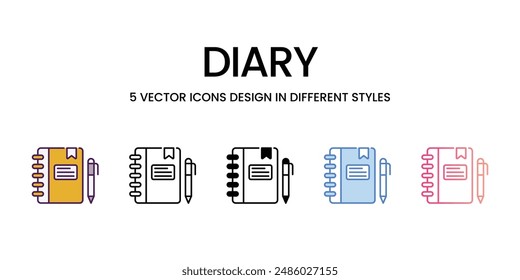 Diary Icons diverso estilo Vector ilustración de stock