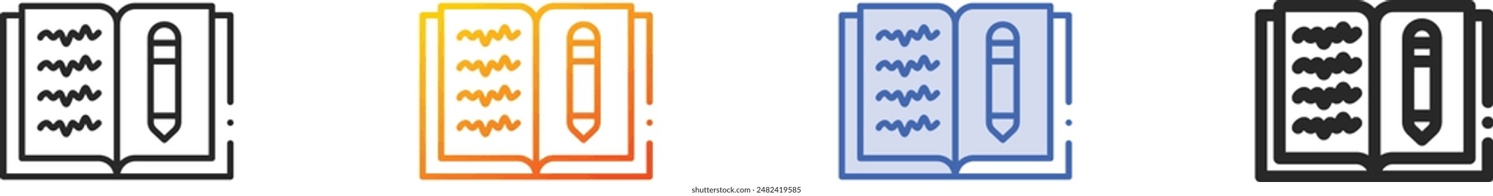 diary icon.Thin Linear, Gradient, Blue Stroke and bold Style Design Isolated On White Background