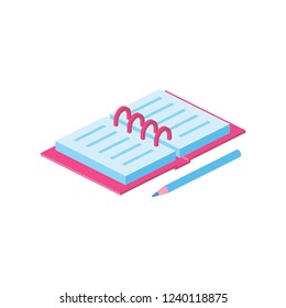 Diary isometric 3d icon. Creative idea illustration.