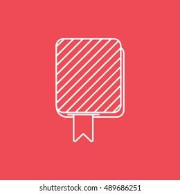 Diary Line Icon On Red Background
