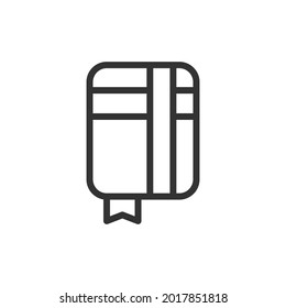 Diary line icon, sign or symbol. Premium pictogram in trendy outline style. Diary pixel perfect vector icon isolated on a white background. 