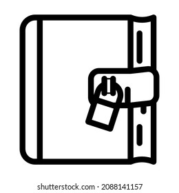 diary with lock line icon vector. diary with lock sign. isolated contour symbol black illustration