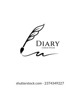 Diary Logo With Quill Pen