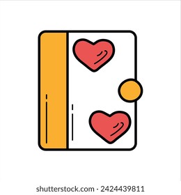 diary love icon with white background vector