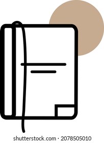 Diary with marker, illustration, vector, on a white background.