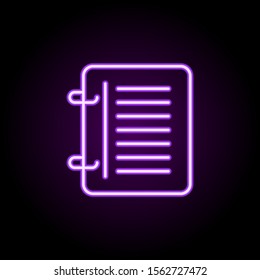 A diary neon icon. Simple thin line, outline vector of school icons for ui and ux, website or mobile application