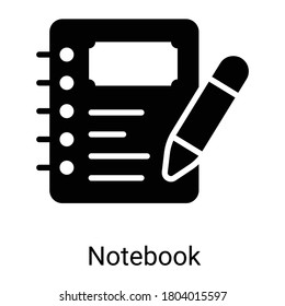 diary, note book glyph icon isolated on white background