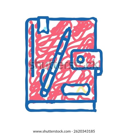 diary notebook doodle icon sketch vector. diary notebook sign. isolated symbol illustration