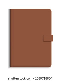 Diary or notebook in hard leather cover - vector