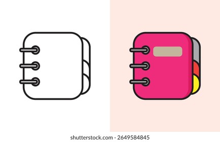 Diary notebook icon. Good for education study, writing assignments, school, literature, learning, illustration sign for web and app.