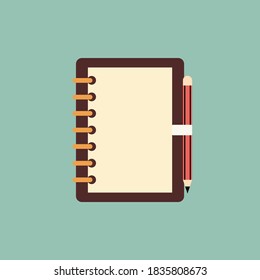 Diary or notebook icon. Vector illustration in flat cartoon design.