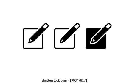 Diary notebook line black icon set. Notepad sign. Organizer. Copybook. Reminder. Notice. Create file. Vector EPS 10