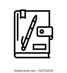 diary notebook line icon vector. diary notebook sign. isolated contour symbol black illustration