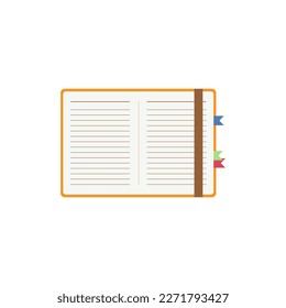 Diario, cuaderno. Papel. Ilustración vectorial.