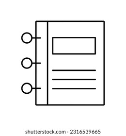 Icono de vector de contorno de diario que puede editar o modificar fácilmente

