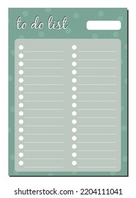 Diary page, to-do list. Vector design for daily planner, to-do list, plans