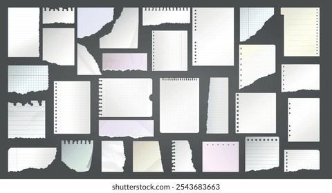 Diary papers. Stripped notes template with different textures recent vector illustration collection