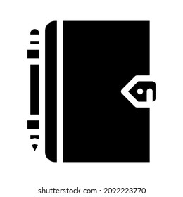 diary with pen glyph icon vector. diary with pen sign. isolated contour symbol black illustration