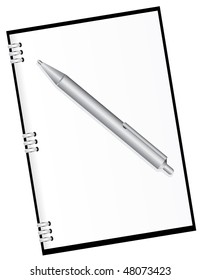Diary and pen to work. Vector illustration