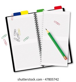 diary with a pencil