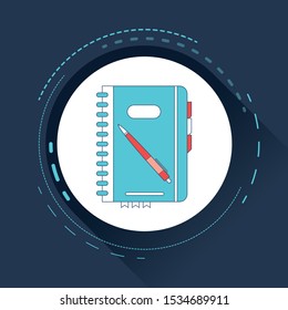 Diary, planner or notebook vector illustration in flat style.