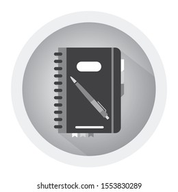 Diary, planner or notebook vector illustration in flat style. Black and white icon