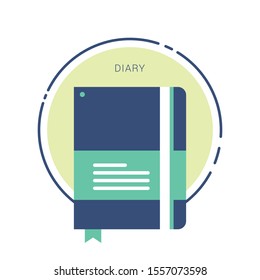 Diary. Realistic vector notebook icon