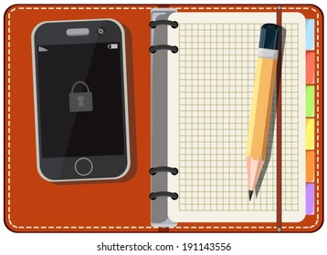Diary to record with bookmarks 