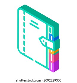 diary with separator isometric icon vector. diary with separator sign. isolated symbol illustration