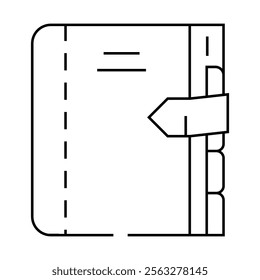 diary with separator line icon vector. diary with separator sign. isolated contour symbol black illustration