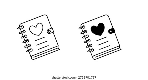 Icono de conjunto de diario con fondo blanco Vector Ilustración de stock