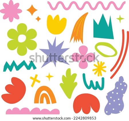 Diary sticker. Abstract organic element. botanical shapes. Element. cute chic Ornament. Doodle kids hand drawing.