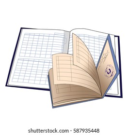 Diary and student s book isolated vector illustration