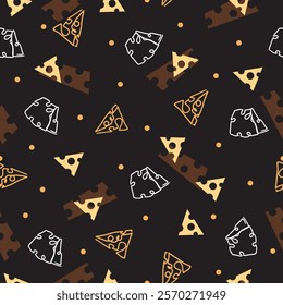 Diary Triangle Pattern Cheese Charm Aesthetics. Perfect for culinary-themed projects, kitchen decor, or fabric design. Ideal for cheese enthusiasts looking to add a touch of gourmet style