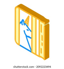Tagebuch mit eineisigen isometrischen Symbolvektoren. Tagebuch mit Einhornzeichen. einzelne Symbolillustration