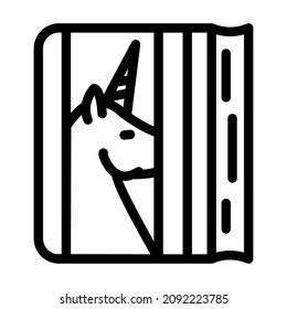 diary with unicorn line icon vector. diary with unicorn sign. isolated contour symbol black illustration
