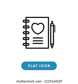 Diary valentines day vector icon