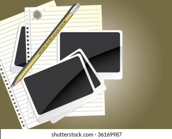 diary vector set with photo and pencil