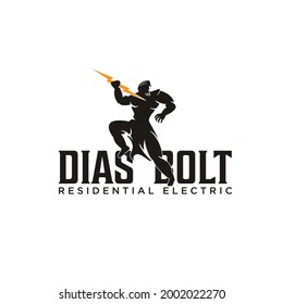 Dias Bolt logo, silhouette zeus hold thunder bolt for residential electric services