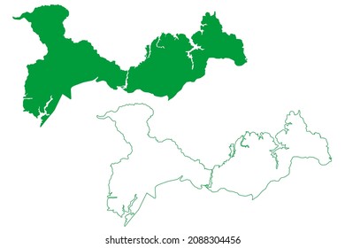 Dias dAvila municipality (Bahia state, Municipalities of Brazil, Federative Republic of Brazil) map vector illustration, scribble sketch Dias d'Avila map