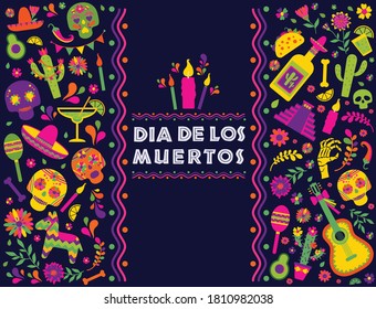Dias de los Muertos typography banner vector. In English Translate - Feast of death. Mexico design for fiesta cards or party invitation, poster.