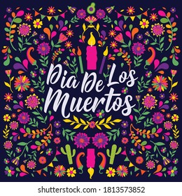 Dias de los Muertos typography banner vector. In English Translate - Feast of death. Mexico design for fiesta cards or party invitation, poster. Lettering poster.