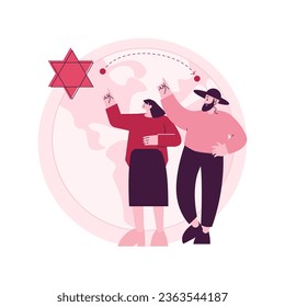 Diaspora abstract concept vector illustration. Jewish diaspora, forced movement, star of david, living outside, ethnic religious group, jewish communities, foreigners group abstract metaphor.