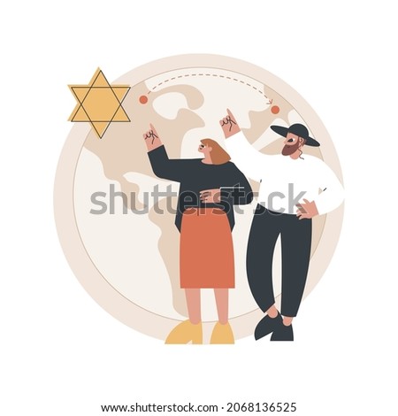 Diaspora abstract concept vector illustration. Jewish diaspora, forced movement, star of david, living outside, ethnic religious group, jewish communities, foreigners group abstract metaphor.