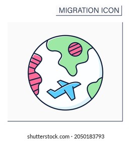 Diaspora color icon. Ethnic community that permanently resides outside of its homeland. Migration concept. Isolated vector illustration