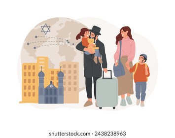 Diaspora isolated concept vector illustration. Jewish diaspora, forced movement, star of david, living outside, ethnic religious group, jewish communities, foreigners group vector concept.